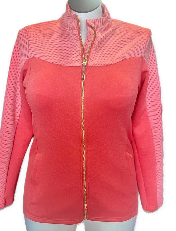 Antigua Women's Coral Full-Zip Mid-layer Golf Jacket w/ Sleeve Logo V-Neck Jacket Boat Neck Jacket Square Neck Jacket Antigua Women's Coral Full-Zip Mid-layer Golf Jacket w/ Sleeve Logo V-Neck Jacket Boat Neck Jacket Square Neck Jacket