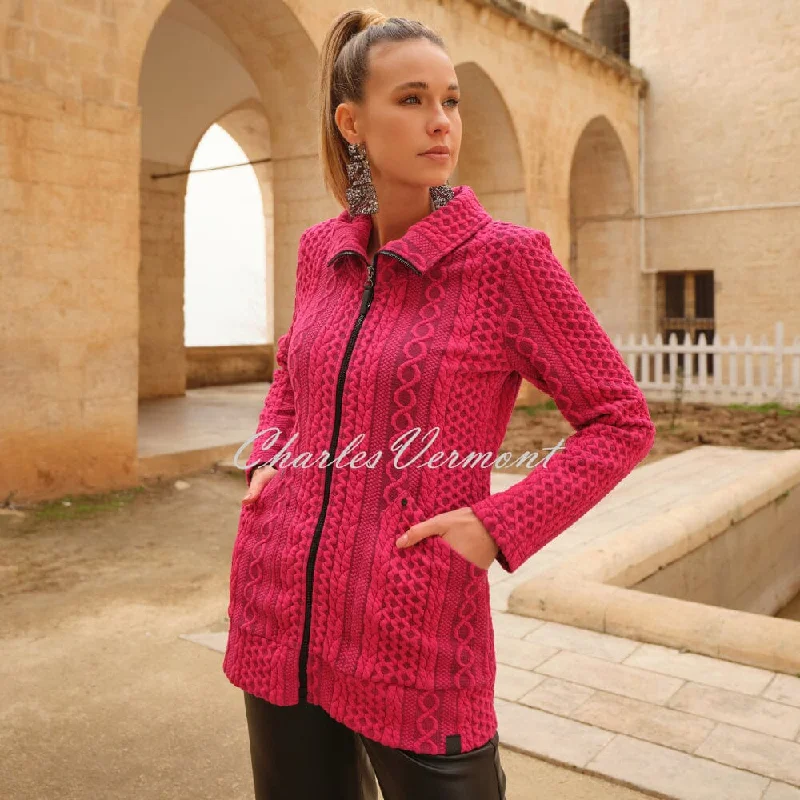 Dolcezza 'Colourful Sporty Chic' Patterned Jacket - Style 74202 (Fuchsia) Rayon Jacket Velvet Jacket Corduroy Jacket Dolcezza 'Colourful Sporty Chic' Patterned Jacket - Style 74202 (Fuchsia) Rayon Jacket Velvet Jacket Corduroy Jacket