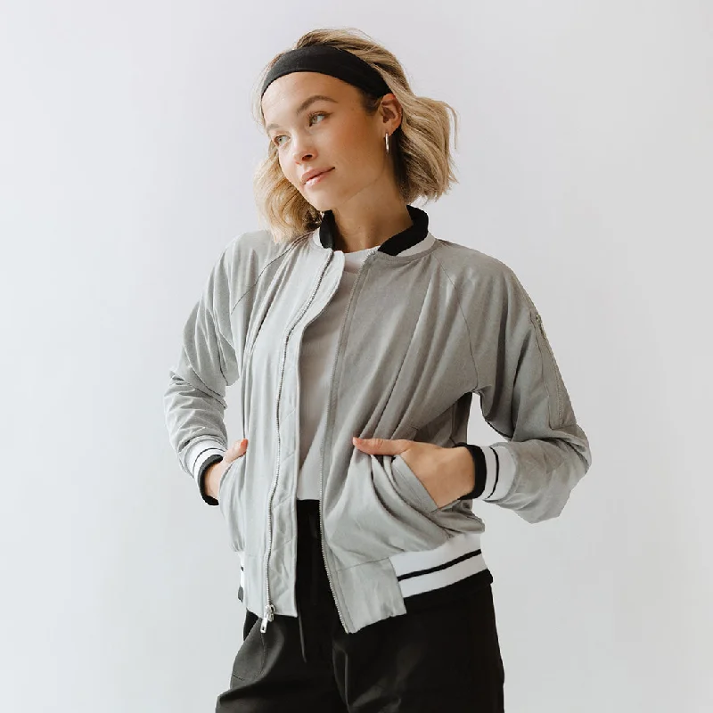 Heather Light Grey Bomber Jacket One-Shoulder Jacket Off-the-Shoulder Jacket Asymmetrical Jacket Heather Light Grey Bomber Jacket One-Shoulder Jacket Off-the-Shoulder Jacket Asymmetrical Jacket