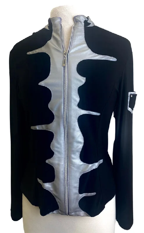 Jamie Sadock Full Zip Black & White Light Jacket Size L. MSP$110 Satin Fabric Silk Fabric Chiffon Fabric Jamie Sadock Full Zip Black & White Light Jacket Size L. MSP$110 Satin Fabric Silk Fabric Chiffon Fabric
