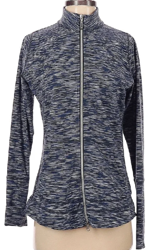Jofit Navy & White Heather Full-Zip Golf Jacket Size S MSP$90 Zip Front Button Front Snap Front Jofit Navy & White Heather Full-Zip Golf Jacket Size S MSP$90 Zip Front Button Front Snap Front