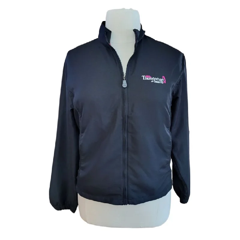 Monterey Club Black Full ZIp Jacket with Logo Size L Satin Jacket Silk Jacket Chiffon Jacket Monterey Club Black Full ZIp Jacket with Logo Size L Satin Jacket Silk Jacket Chiffon Jacket
