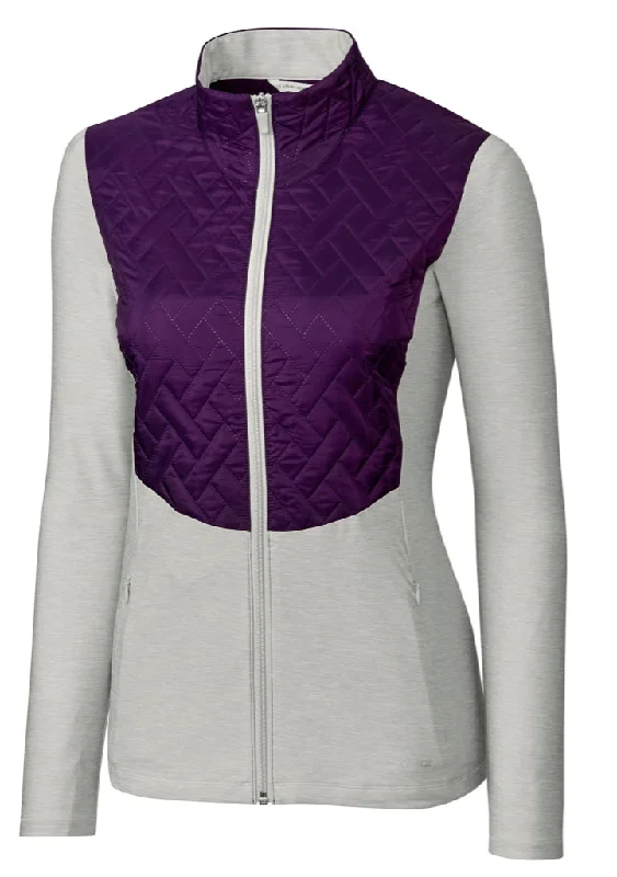 New Annika by Cutter & Buck Propel Hybrid Jacket in Gray & Dark Purple MSP$140 Wool Jacket Cashmere Jacket Tweed Jacket New Annika by Cutter & Buck Propel Hybrid Jacket in Gray & Dark Purple MSP$140 Wool Jacket Cashmere Jacket Tweed Jacket