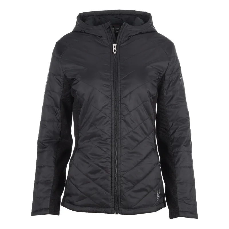 New Spyder Women's Full-Zip Hybrid Jacket w/ Hood MSP149 Stand-Up Collar Roll-Neck Collar Turtle Neck New Spyder Women's Full-Zip Hybrid Jacket w/ Hood MSP149 Stand-Up Collar Roll-Neck Collar Turtle Neck