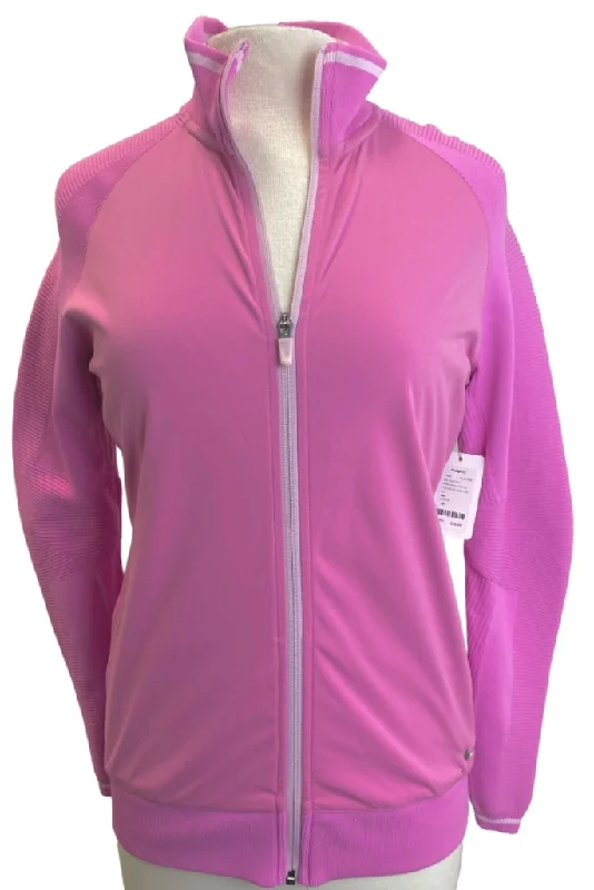 Nike Golf Tour Performance, Dri-Fit, Pink full zip jacket Size M Notch Collar Peter Pan Collar Cowl Neck Nike Golf Tour Performance, Dri-Fit, Pink full zip jacket Size M Notch Collar Peter Pan Collar Cowl Neck