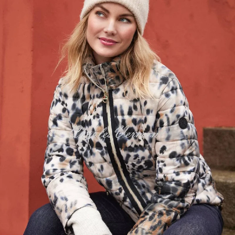 Normann Animal Print Jacket - Style 17151-400-11 One-Shoulder Jacket Off-the-Shoulder Jacket Asymmetrical Jacket Normann Animal Print Jacket - Style 17151-400-11 One-Shoulder Jacket Off-the-Shoulder Jacket Asymmetrical Jacket