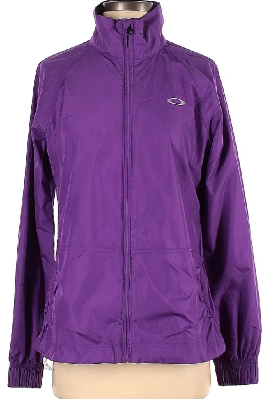 Oakley Women's Purple Windbreaker Jacket Size S. MSP$ Satin Fabric Silk Fabric Chiffon Fabric Oakley Women's Purple Windbreaker Jacket Size S. MSP$ Satin Fabric Silk Fabric Chiffon Fabric