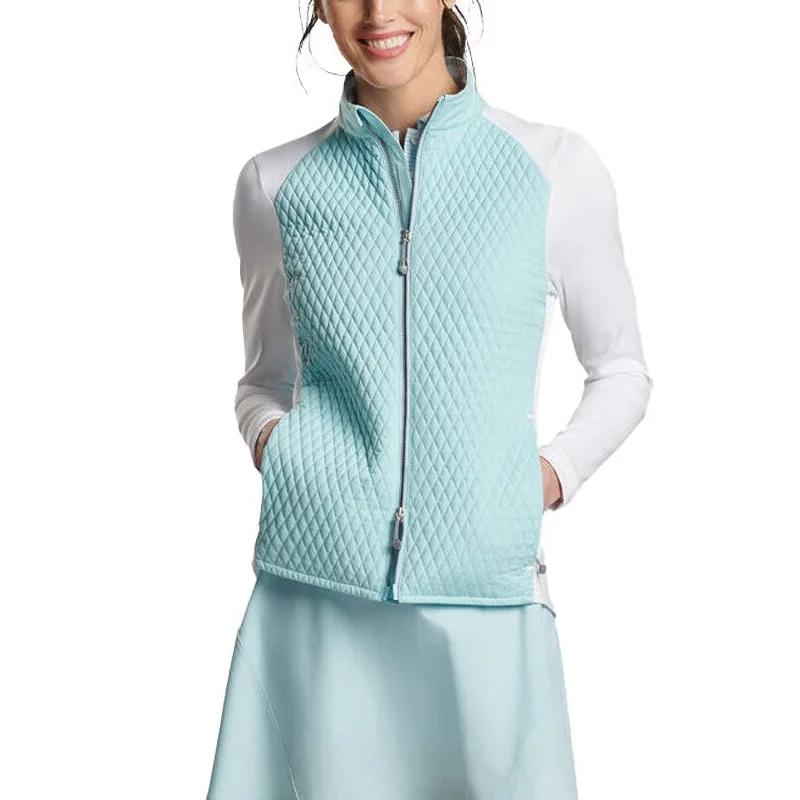 Peter Millar Women's Merge Hybrid Golf Jacket - Blue Spruce/ White Print Jacket Jacquard Jacket Patchwork Jacket Peter Millar Women's Merge Hybrid Golf Jacket - Blue Spruce/ White Print Jacket Jacquard Jacket Patchwork Jacket