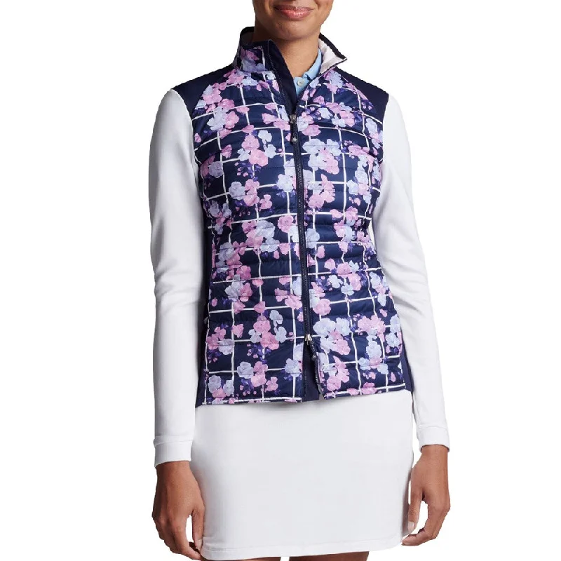 Peter Millar Women's Merge Hybrid Water Resistant Golf Jacket - Navy Picnic Floral Knit Jacket Woven Jacket Fleece Jacket Peter Millar Women's Merge Hybrid Water Resistant Golf Jacket - Navy Picnic Floral Knit Jacket Woven Jacket Fleece Jacket