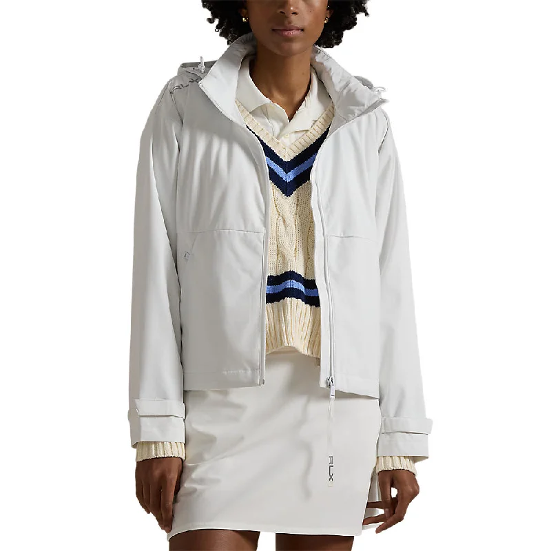 RLX Ralph Lauren Women's WaterProof Hooded Golf Jacket - Pure White Appliqued Jacket Beaded Jacket Sequined Jacket RLX Ralph Lauren Women's WaterProof Hooded Golf Jacket - Pure White Appliqued Jacket Beaded Jacket Sequined Jacket