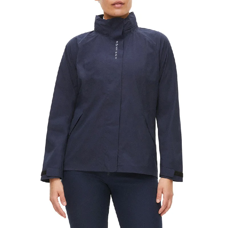 Rohnisch Women's Storm Waterproof Rain Jacket - Navy Ribbed Jacket Pleated Jacket Ruffled Jacket Rohnisch Women's Storm Waterproof Rain Jacket - Navy Ribbed Jacket Pleated Jacket Ruffled Jacket