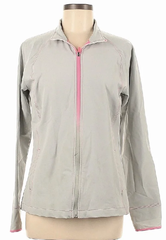 Slazenger Light Gray Full-Zip Jacket w/ Pink Zipper Size M MSP$70 Ribbed Jacket Pleated Jacket Ruffled Jacket Slazenger Light Gray Full-Zip Jacket w/ Pink Zipper Size M MSP$70 Ribbed Jacket Pleated Jacket Ruffled Jacket