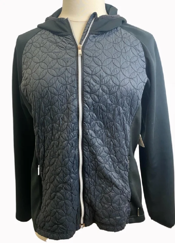 Sunice Black Full-zip Hooded Jacket with Patterned Quilting Body Size XXL MSP$165 Zip Front Button Front Snap Front Sunice Black Full-zip Hooded Jacket with Patterned Quilting Body Size XXL MSP$165 Zip Front Button Front Snap Front
