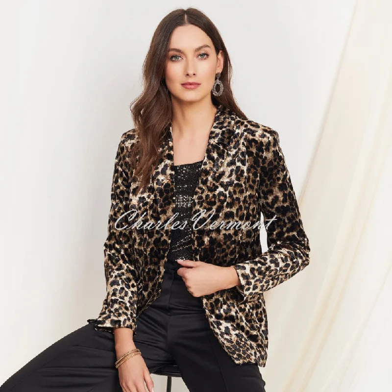 Tia Animal Print Velvet Blazer Jacket - Style 77592-7858-88 Print Jacket Jacquard Jacket Patchwork Jacket Tia Animal Print Velvet Blazer Jacket - Style 77592-7858-88 Print Jacket Jacquard Jacket Patchwork Jacket