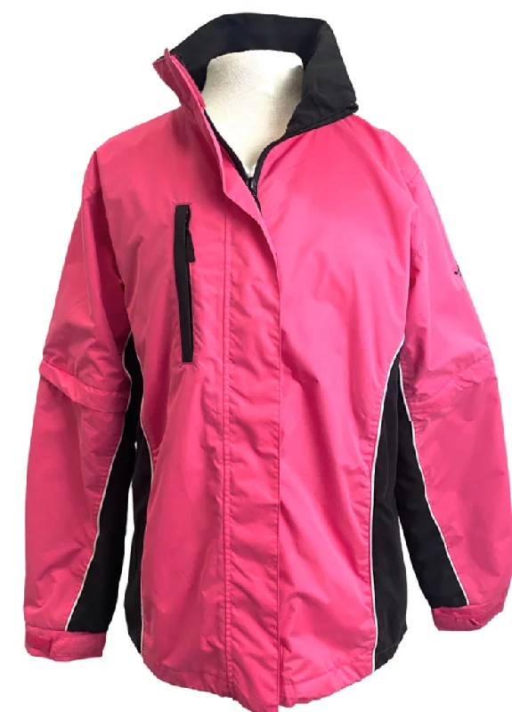 Weather Company Pink & Black Rain Jacket Size M Front Pockets Side Pockets Patch Pockets Weather Company Pink & Black Rain Jacket Size M Front Pockets Side Pockets Patch Pockets