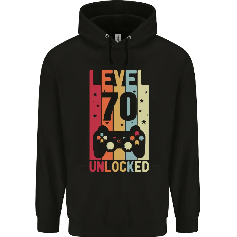 70th Birthday 70 Year Old Level Up Gaming Mens 80% Cotton Hoodie Hoodie with Puffed Sleeves Voluminous Trendy 70th Birthday 70 Year Old Level Up Gaming Mens 80% Cotton Hoodie Hoodie with Puffed Sleeves Voluminous Trendy