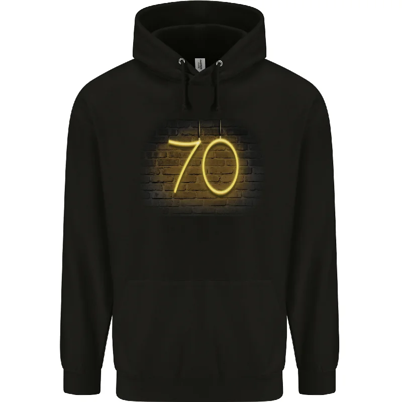 70th Birthday Neon Lights 70 Year Old Mens 80% Cotton Hoodie Hoodie with Raw Hem Edgy Unfinished 70th Birthday Neon Lights 70 Year Old Mens 80% Cotton Hoodie Hoodie with Raw Hem Edgy Unfinished