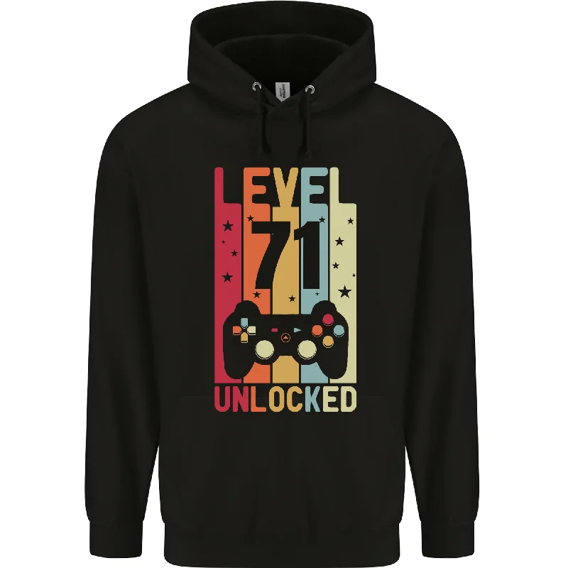 71st Birthday 71 Year Old Level Up Gaming Mens 80% Cotton Hoodie Hoodie with Hem Drawcord Adjustable Customizable 71st Birthday 71 Year Old Level Up Gaming Mens 80% Cotton Hoodie Hoodie with Hem Drawcord Adjustable Customizable