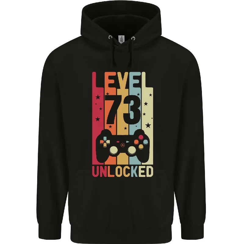 73rd Birthday 73 Year Old Level Up Gaming Mens 80% Cotton Hoodie Hoodie with Mock Neck Collared Structured 73rd Birthday 73 Year Old Level Up Gaming Mens 80% Cotton Hoodie Hoodie with Mock Neck Collared Structured