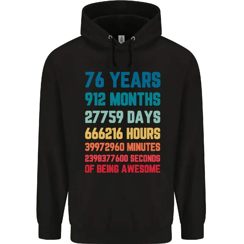 76th Birthday 76 Year Old Mens 80% Cotton Hoodie Hoodie with Batwing Sleeves Loose Dramatic 76th Birthday 76 Year Old Mens 80% Cotton Hoodie Hoodie with Batwing Sleeves Loose Dramatic