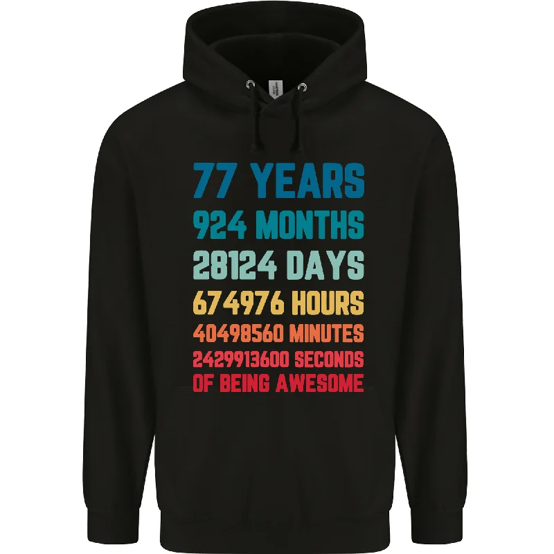 77th Birthday 77 Year Old Mens 80% Cotton Hoodie Hoodie with High-Low Hem Asymmetrical Trendy 77th Birthday 77 Year Old Mens 80% Cotton Hoodie Hoodie with High-Low Hem Asymmetrical Trendy