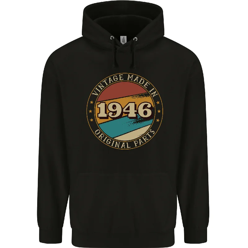 78th Birthday Vintage Made In 1946 Mens 80% Cotton Hoodie Hoodie with Hem Detail Decorative Unique 78th Birthday Vintage Made In 1946 Mens 80% Cotton Hoodie Hoodie with Hem Detail Decorative Unique