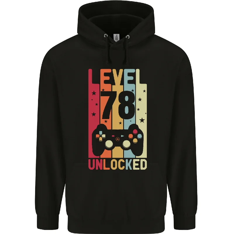 78th Birthday 78 Year Old Level Up Gaming Mens 80% Cotton Hoodie Hoodie with Hood Adjustable Protection 78th Birthday 78 Year Old Level Up Gaming Mens 80% Cotton Hoodie Hoodie with Hood Adjustable Protection