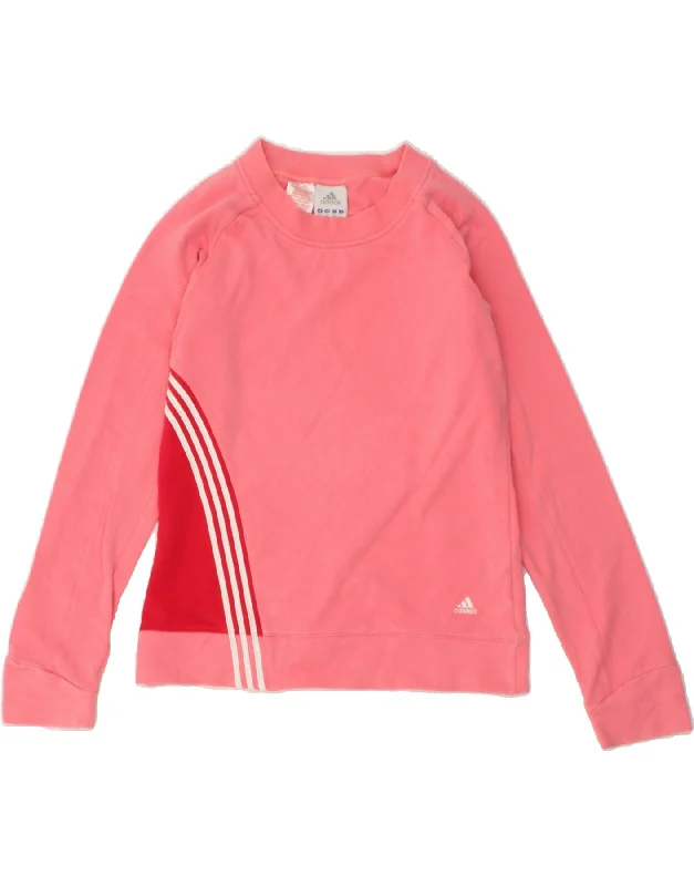 ADIDAS Girls Sweatshirt Jumper 13-14 Years Pink Colourblock Cotton Cotton Hoodie Fleece Lining Warmth ADIDAS Girls Sweatshirt Jumper 13-14 Years Pink Colourblock Cotton Cotton Hoodie Fleece Lining Warmth