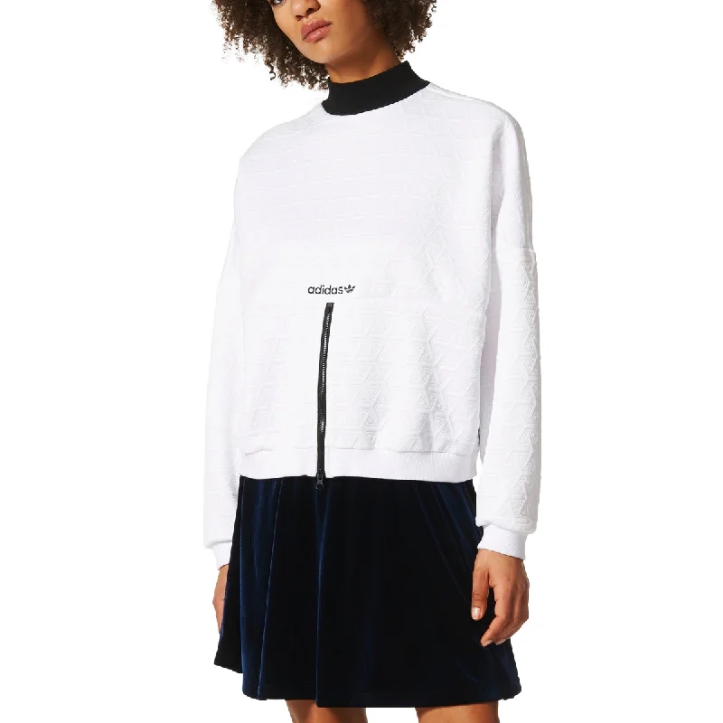 Adidas Logo Half Zip Sweatshirt Women's White/Black Hoodie with Cropped Fit Short Trendy Adidas Logo Half Zip Sweatshirt Women's White/Black Hoodie with Cropped Fit Short Trendy
