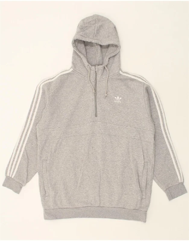 ADIDAS Mens Zip Neck Hoodie Jumper Large Grey Cotton Hoodie with Drop Shoulder Relaxed Streetwear ADIDAS Mens Zip Neck Hoodie Jumper Large Grey Cotton Hoodie with Drop Shoulder Relaxed Streetwear