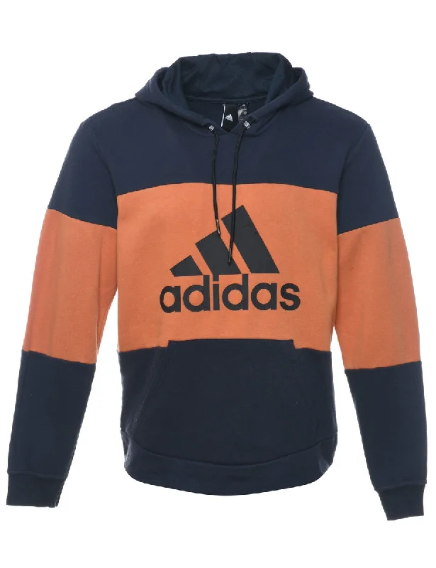 Adidas Navy & Orange Contrast Hoodie - S Hoodie Dress Longline Feminine