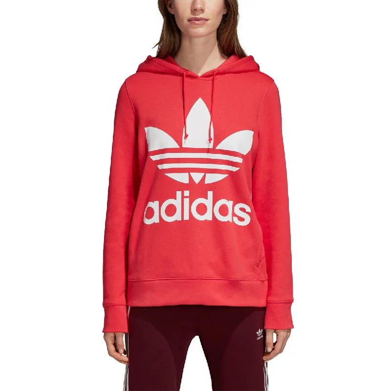 Adidas Original Women's Trefoil Hoodie Core Pink Hoodie with Hem Contrast Bold Stylish Adidas Original Women's Trefoil Hoodie Core Pink Hoodie with Hem Contrast Bold Stylish
