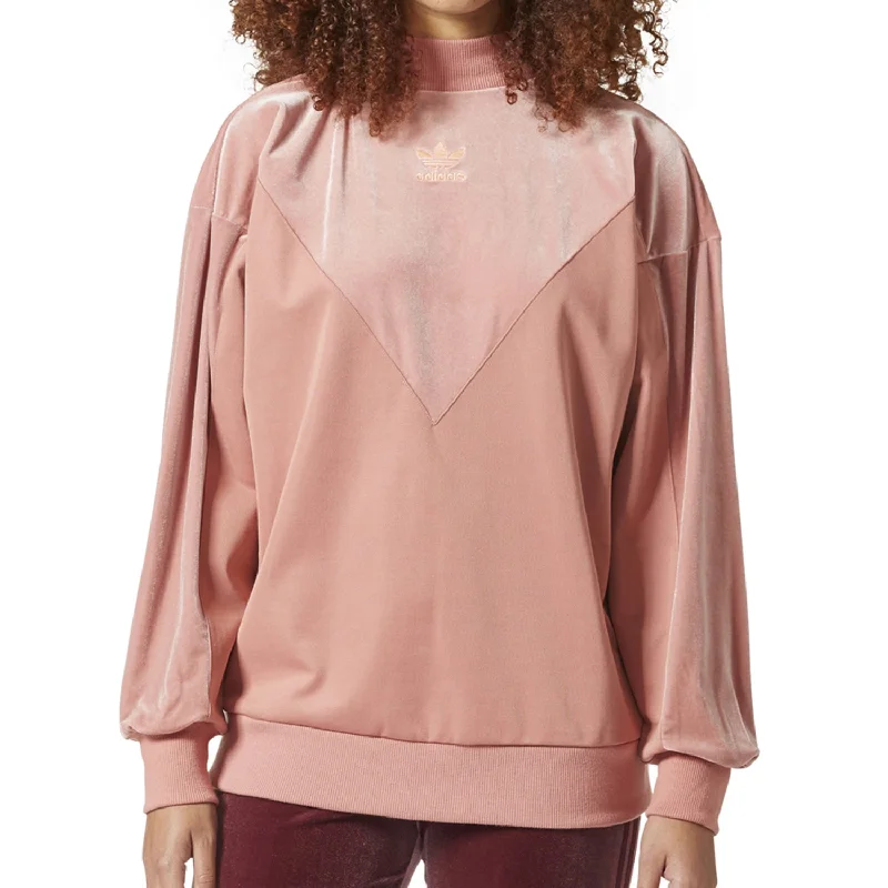 Adidas Originals Velvet Vibes Crew Women's Sweatshirt Raw Pink Hoodie with Belted Waist Structured Tailored Adidas Originals Velvet Vibes Crew Women's Sweatshirt Raw Pink Hoodie with Belted Waist Structured Tailored