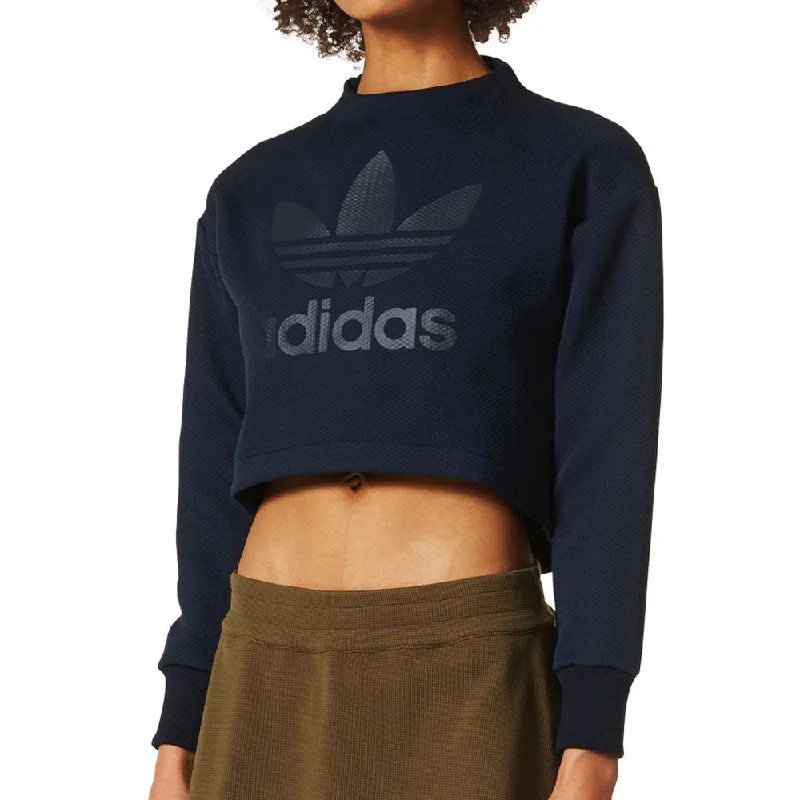 Adidas Originals Women's Longsleeve Cropped Sweatshirt Legend Ink Hoodie with Snap Buttons Easy Quick Adidas Originals Women's Longsleeve Cropped Sweatshirt Legend Ink Hoodie with Snap Buttons Easy Quick