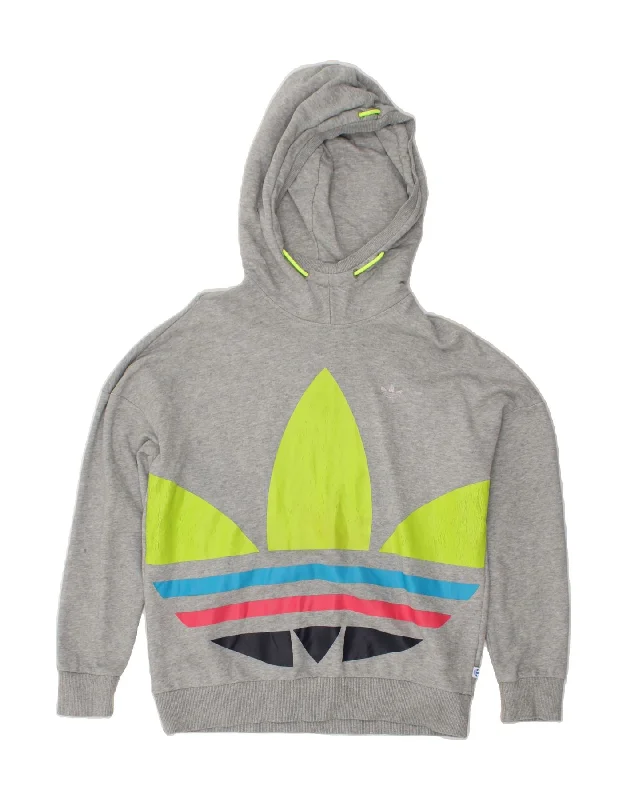 ADIDAS Womens Graphic Hoodie Jumper UK 12 Medium Grey Cotton Hoodie with Crew Neck Simple Timeless ADIDAS Womens Graphic Hoodie Jumper UK 12 Medium Grey Cotton Hoodie with Crew Neck Simple Timeless