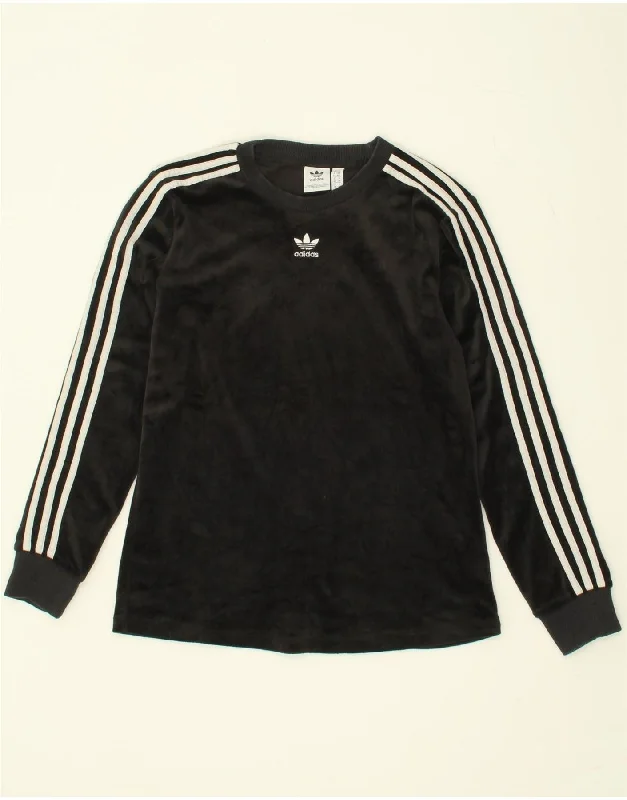 ADIDAS Womens Velour Sweatshirt Jumper UK 10 Small Black Polyester Hooded Sweatshirt Casual Wear Street Style ADIDAS Womens Velour Sweatshirt Jumper UK 10 Small Black Polyester Hooded Sweatshirt Casual Wear Street Style