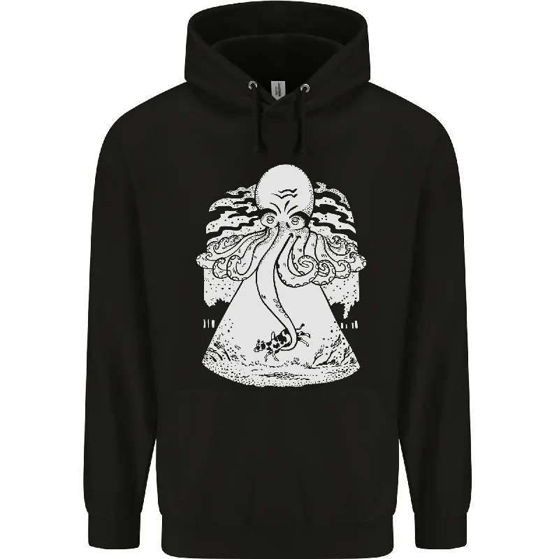 Alien Octopus Kraken Cthulhu Cow UFO Mens 80% Cotton Hoodie Hoodie with Snap Buttons Easy Quick