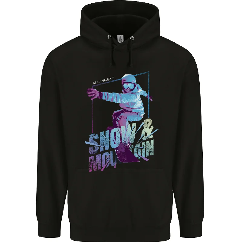 All I Need Is Snow and a Mountain Mens 80% Cotton Hoodie Hoodie with Hood Adjustable Protection