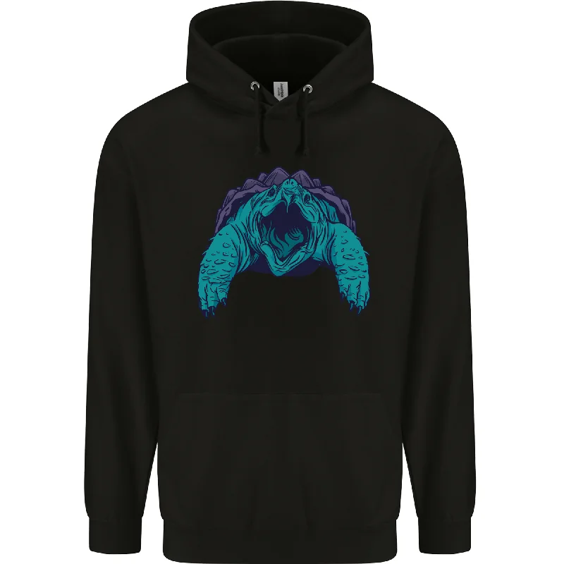 Alligator Snapping Turtle Mens 80% Cotton Hoodie Hoodie with Hidden Zipper Minimalist Clean