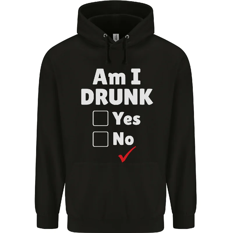 Am I Drunk Funny Beer Alcohol Wine Cider Guiness Mens 80% Cotton Hoodie Hoodie with Back Slit Movement Comfort