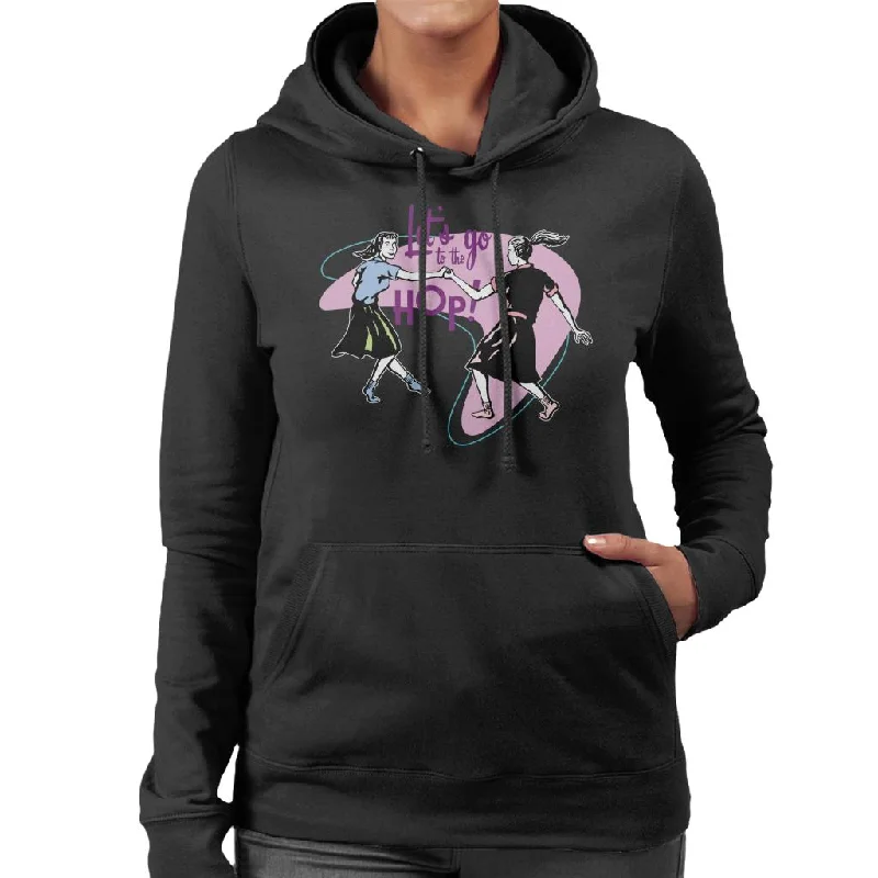 American Graffiti Lets Go To The Hop Women's Hooded Sweatshirt Hoodie with Mesh Breathable Sporty American Graffiti Lets Go To The Hop Women's Hooded Sweatshirt Hoodie with Mesh Breathable Sporty