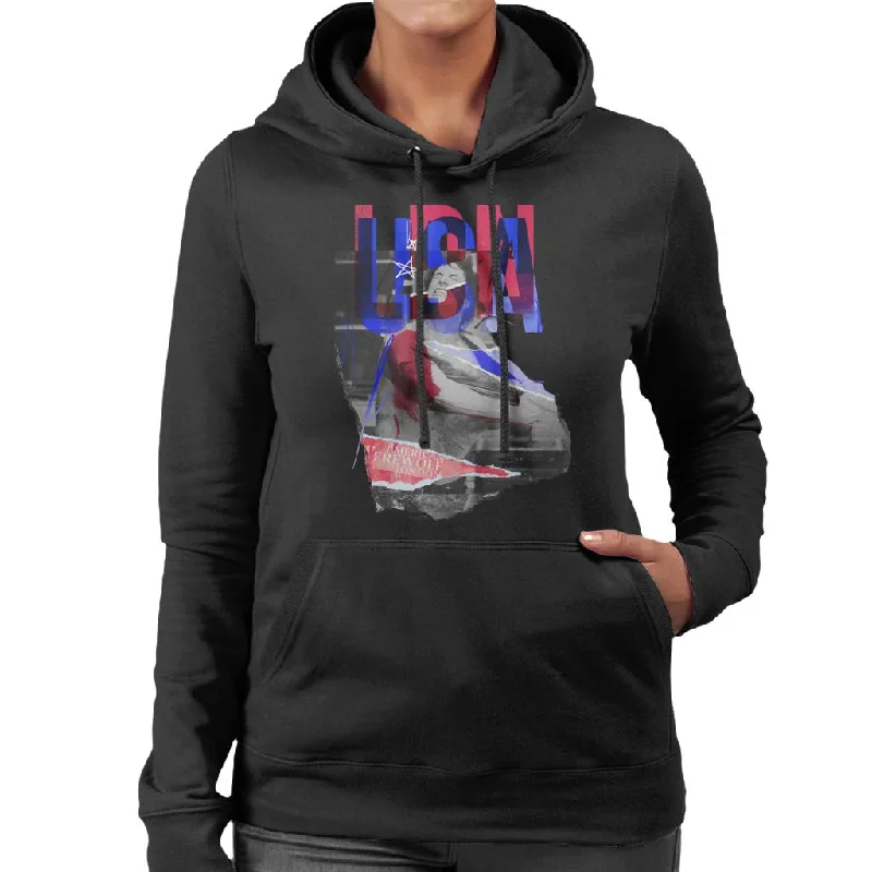 An American Werewolf In London USA Theme Women's Hooded Sweatshirt Hoodie with Thumb Holes Functional Cozy An American Werewolf In London USA Theme Women's Hooded Sweatshirt Hoodie with Thumb Holes Functional Cozy