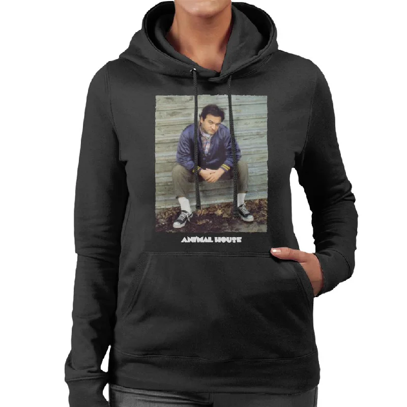 Animal House John Bluto Blutarsky Sitting Women's Hooded Sweatshirt Hoodie with Cropped Fit Short Trendy Animal House John Bluto Blutarsky Sitting Women's Hooded Sweatshirt Hoodie with Cropped Fit Short Trendy