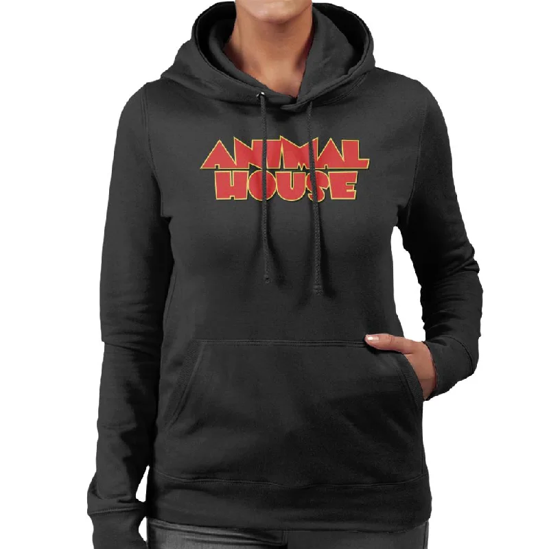 Animal House Red Logo Women's Hooded Sweatshirt Hoodie with Front Slit Layering Stylish Animal House Red Logo Women's Hooded Sweatshirt Hoodie with Front Slit Layering Stylish