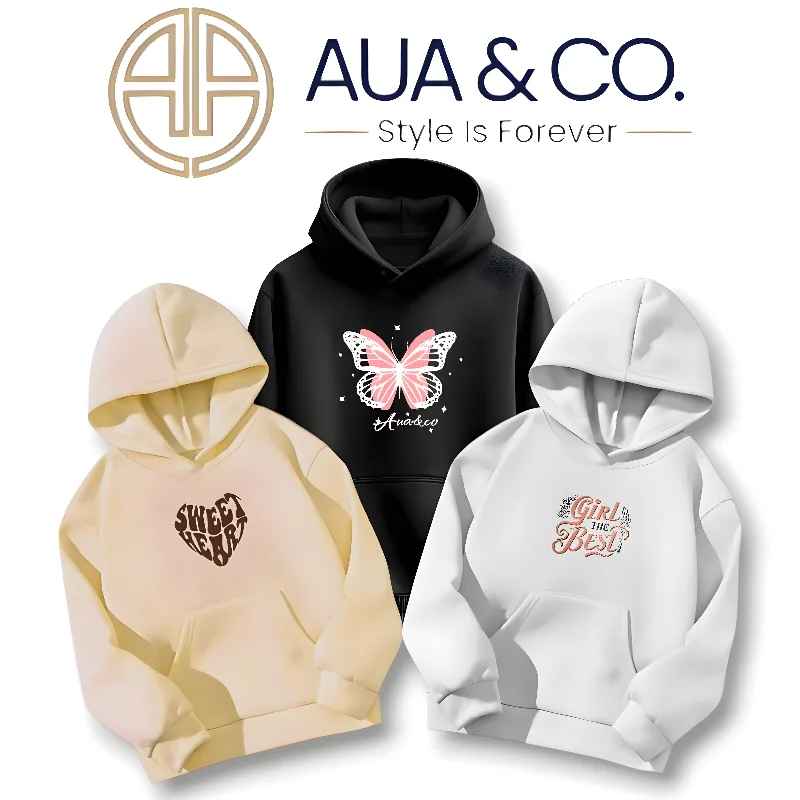 *AUA&CO Women's Winter Hoodie Bundle (Set of 3) - Premium Fleece Casual Streetwear (Beige, Black, White)* Graphic Hoodie Design Print *AUA&CO Women's Winter Hoodie Bundle (Set of 3) - Premium Fleece Casual Streetwear (Beige, Black, White)* Graphic Hoodie Design Print