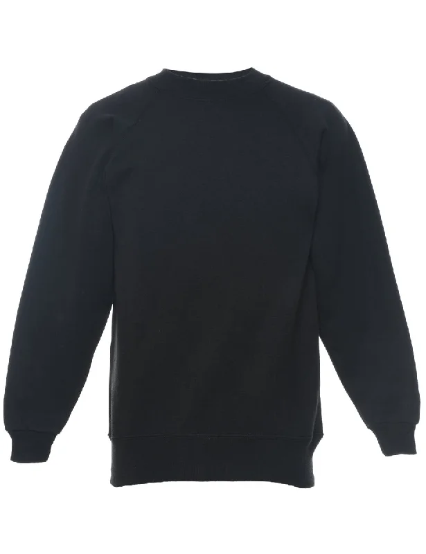 Black Plain Sweatshirt - S Hoodie with Turtle Neck Cozy Winter