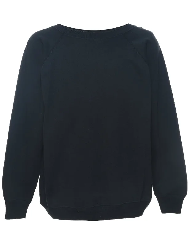 Black Plain Sweatshirt - XL Hoodie with High Neck Warm Protective