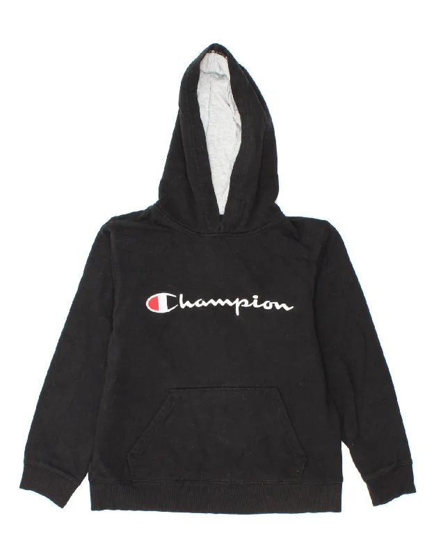CHAMPION Boys Graphic Hoodie Jumper 10-11 Years Medium Black Cotton Graphic Hoodie Design Print CHAMPION Boys Graphic Hoodie Jumper 10-11 Years Medium Black Cotton Graphic Hoodie Design Print