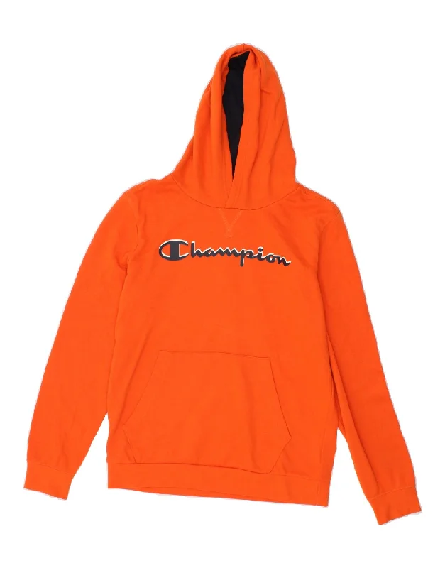 CHAMPION Boys Graphic Hoodie Jumper 13-14 Years XL Orange Cotton Hoodie with Half-Zip Sporty Casual CHAMPION Boys Graphic Hoodie Jumper 13-14 Years XL Orange Cotton Hoodie with Half-Zip Sporty Casual