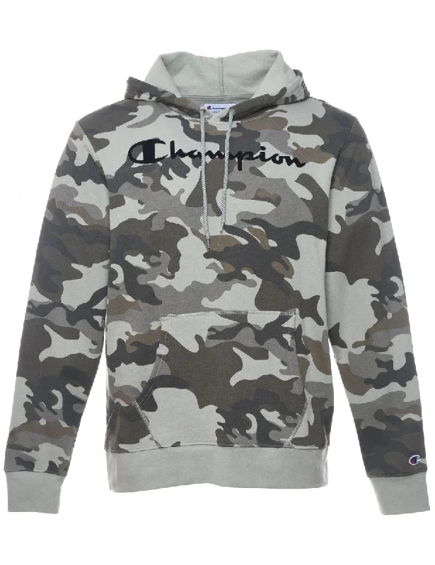 Champion Camouflage Hoodie - M Hooded Sweatshirt Casual Wear Street Style